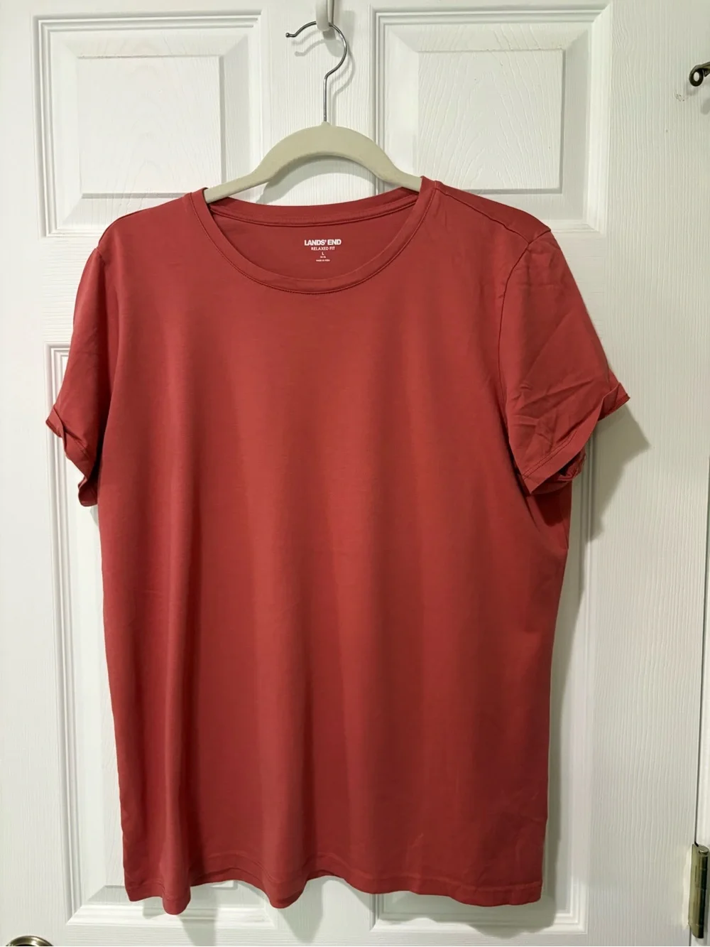 Lands' End womens Short Sleeve Crew Tee in Rust - Picture 1 of 4